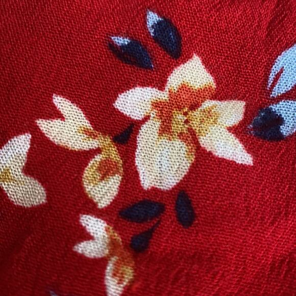 Xhilaration Red Floral Striped V-Neck Strappy Lace-Up Top Midi dress - Picture 6 of 9